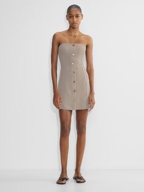NWT ARITZIA x WILFRED - Rarity Strapless Mini Dress in Nomad Taupe, 6